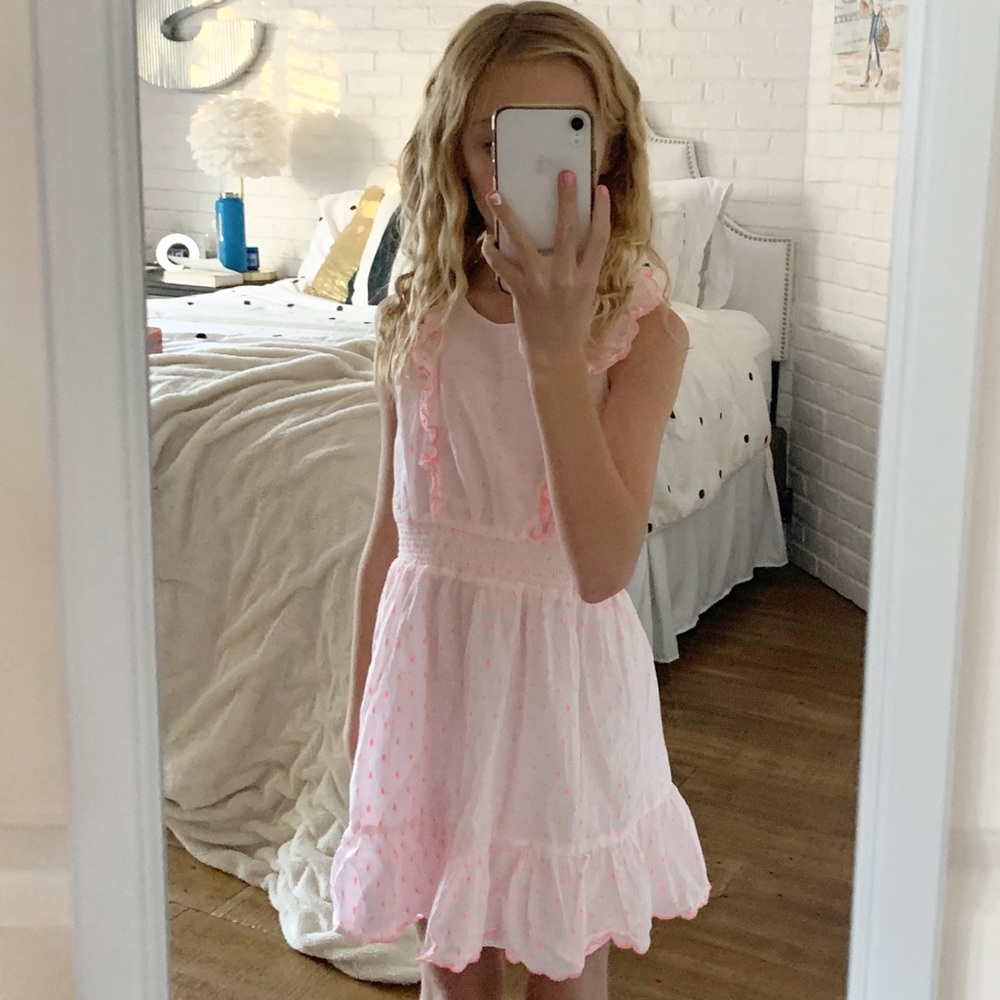 **worn once** girls white/coral dress